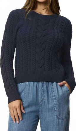 Splendid Annabella Cable Knit Sweater In Navy