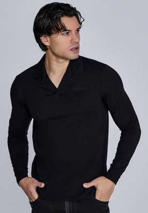 Siksilk Mens Black Long Sleeve Polo XL