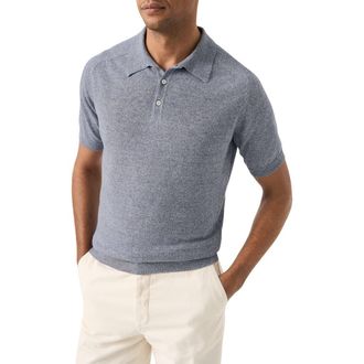 Eton Linen & Cotton Fine Knit Polo in Dark Blue at Nordstrom, Size Xx-Large