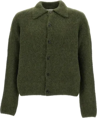 Dries Van Noten Green Mora Boxy Wool-Blend Cardigan