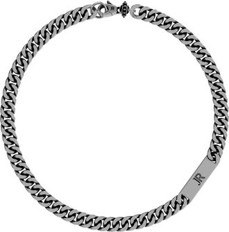John Richmond Kettingketting met Gegraveerde Plaat - Dames - Kettingen - Grijs - ONE Size - Accessoires