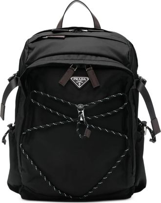 Prada Rugzak met trekkoord en logoplakkaat - Zwart