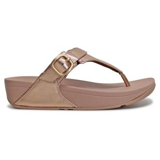 FitFlop Lulu Adjustable Toe Post Leather Womens Comfort Sandals - Rose Gold - Size:UK 4.5