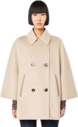 Max Mara Galosce Jas met revers van wolmix - Dames - Mantel - Beige - S - Wol - Jassen