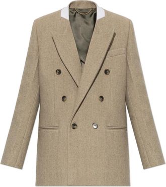 Victoria Beckham Relaxed Double Breasted Blazer - Dames - Blazers - Beige - S - Wol - Jassen