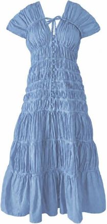 Brunna.Co The Srikandi Ruffle Maxi Dress in Princess Blue at Nordstrom, Size Medium
