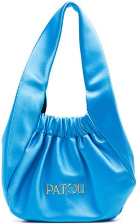 Patou logo-lettering satin tote bag - women - Zamak/Polyester - One Size - Blue