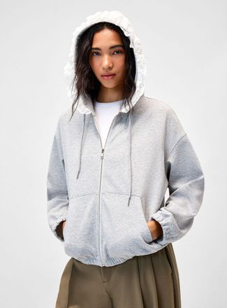 Twik Womens Contrasting ruffles loose hoodie