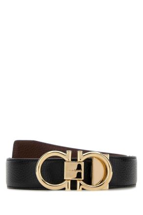 Ferragamo Black Leather Reversible Belt