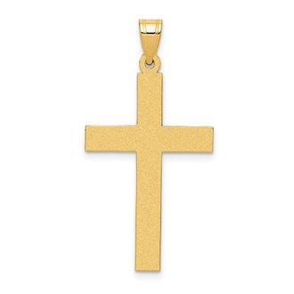 Diamond2Deal 14k Yellow Gold Sandblasted Cross Pendant