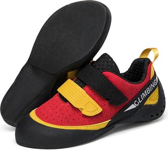 Generic Mens Stylish Anti-Slip Durable Climbing Training Shoes - Women Rock Climbing and Boulder Shoes for Indoor Outdoor (Black red,9.5)