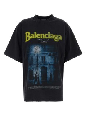 Balenciaga Black Graphic Crew Neck T-Shirt