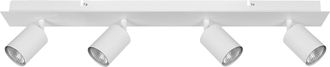 Beliani L&aacute;mpara De Techo Metal Blanco 4 Pantallas De Luz Luces Ajustables Dise&ntilde;o Industrial Moderno Tigris