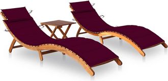 vidaXL Vidaxl - Tumbonas 2 Unidades Con Mesa Y Cojines Madera Maciza De Acacia