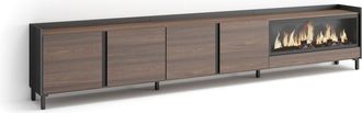 Skraut Home Skraut Home - Mueble Tv, Televisi&oacute;n, Muebles De Sal&oacute;n, Almacenaje, 315x35x61cm, Para Tv Hasta 80, Chimenea El&eacute;ctrica Xxl, Dise&ntilde;o Industrial, Estilo Mo