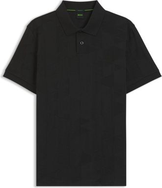 BOSS Regular-fit cotton knit polo with 3D jacquard design