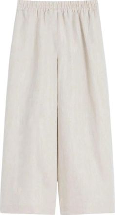 Max Mara Wijde linnen broek - Dames - Wijde Broeken - Beige - M - Linnen - Broeken