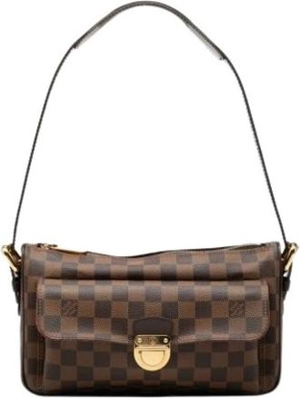 Louis Vuitton Pre-owned Damier Canvas Shoulder Bag - Dames - Vintage Schoudertas - Bruin - ONE Size - Leer - Vintage