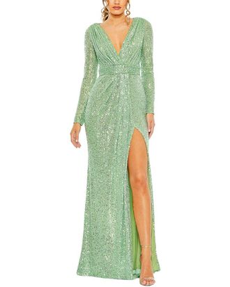 Mac Duggal Sequined Long Sleeve Gown