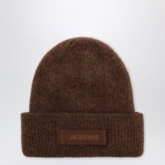 Jacquemus Brown Gros Grain beanie in alpaca blend