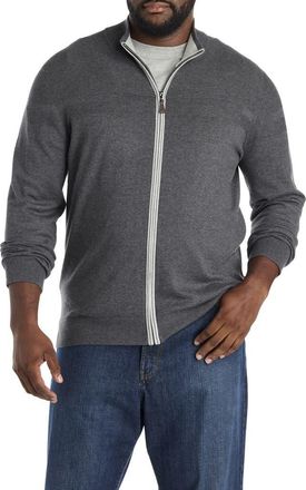 Nautica Big & Tall Mockneck Zip-Front Sweater in Charcoal Heather at Nordstrom, Size 2X Big