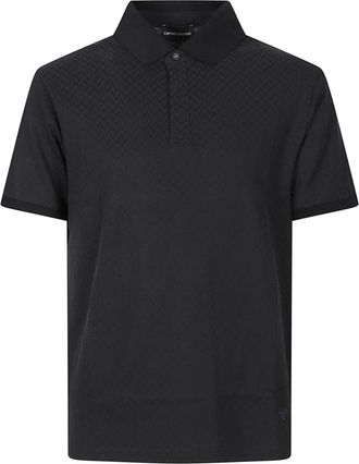 Emporio Armani Geprint Polo Shirt - Heren - Polos - Blauw - L - Katoen - Tops