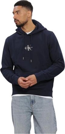 Calvin Klein LS 350Terry Micro Mnlg Hoodie - Heren - Sweatshirts & Hoodies - Blauw - Maat: S Katoen
