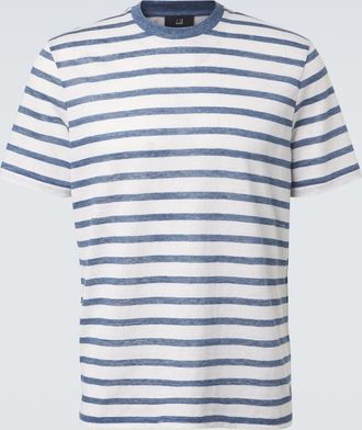 Dunhill Striped linen and cotton T-shirt