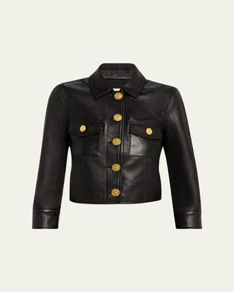 L'agence Kumi Cropped Leather Jacket