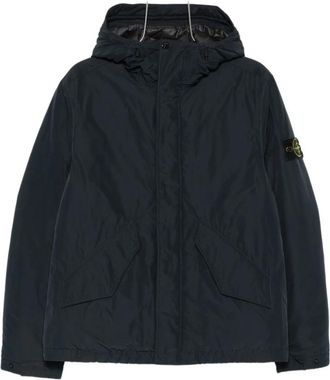Stone Island Patch Detail Hooded Jacket - Heren - Winterjassen - Blauw - L - Jassen