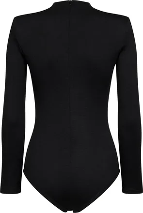 Jil Sander Womens Bodysuit Wool Knit Black Tops Top