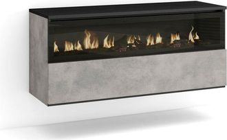 Skraut Home Chimenea El&eacute;ctrica Led, Sin Calor, 102x45x35cm, 1 Hueco, 1 Puerta, Chimenea El&eacute;ctrica, Colgado, Suspendido, Estilo Moderno, Roble Y Negro - Skraut Hom