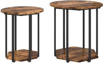 vidaXL Vidaxl - Conjunto De Mesas Auxiliares 2 Pcs Roble Ahumado Y Negro