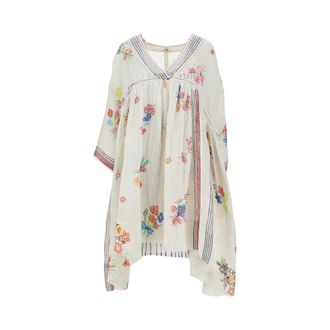P&eacute;ro Floral sketch print linen dress Woman 36