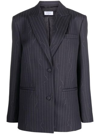 Off-white Blazer met krijtstreep - Grijs