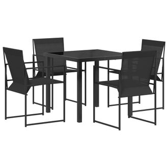 vidaXL Conjunto De Comedor De Jard&iacute;n 5 Pcs Negro Textileno Y Acero Vidaxl