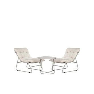 Klast Conjunto de jard&iacute;n con 2 sillones y mesa de centro en metal beige kiet