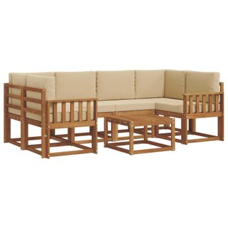 vidaXL Conjunto De Sof&aacute;s De Exterior Con Coj&iacute;n 7 Pcs Natural Y Beige Vidaxl