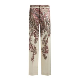 Etro Printed Satin Palazzo Trousers - female - Etro - Straight Trousers - Multicolor - XL - Trousers