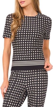 Ted Baker Midge Geo Print Knit Top in Rich Black at Nordstrom, Size X-Small