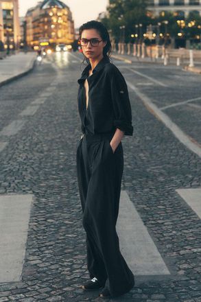 Alo | High-Waist Dreamscape Trouser (Regular) in Black, Size: Medium