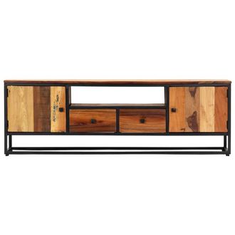 Berkfield Home TV Cabinet 120x30x40 cm Solid Reclaimed Wood & Steel in Brown | Size: 120 x 30 x 40 cm