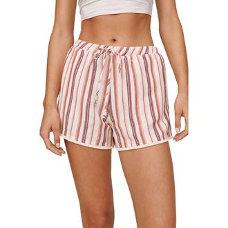 Bella Dahl Stripe Fringe Hem Linen Blend Drawstring Shorts in Sunset Stripe at Nordstrom, Size X-Small