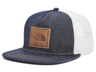 The North Face Half Dome Trucker Traditional Hats Denim/Leather Patch, Canvas/Cotton/Leather