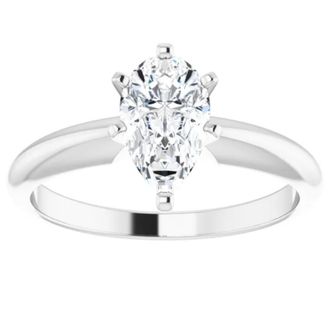 Pompeii3 1/3Ct Solitaire Pear Shape Diamond Engagement Ring in 14k White or Yellow Gold