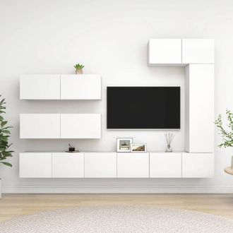 Berkfield Home 7 Piece TV Cabinet Set White Engineered Wood