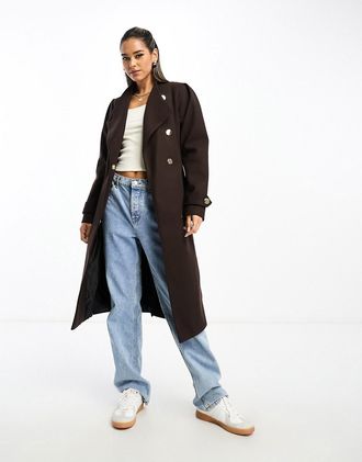 River Island Cappotto avvolgente marrone scuro