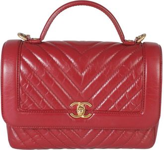 Chanel Red Leather Top Handle Flap Bag (Authentic Pre-Loved)