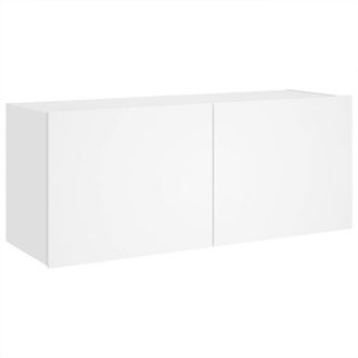 vidaXL TV Wall Cabinet with LED Lights White 100x35x41 cm vidaXL