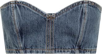 M&ocirc;not Blue Solid Strapless Top